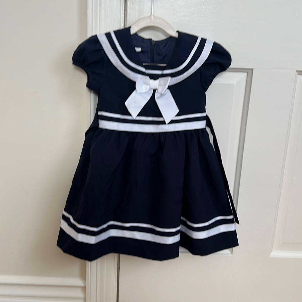 Nautical little girl’s navy blue dress size 3T